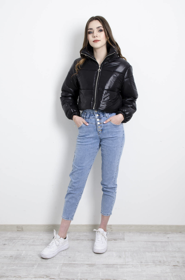 KURTKA PIKOWANA PRZEJŚCIOWA  CZARNA