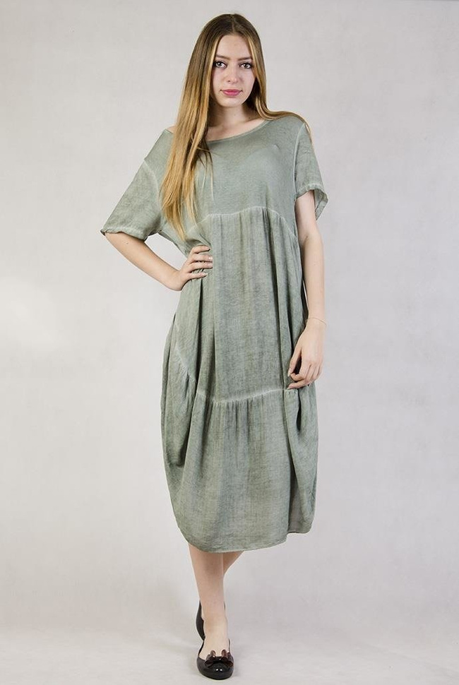 Asymetryczna, długa sukienka zielona