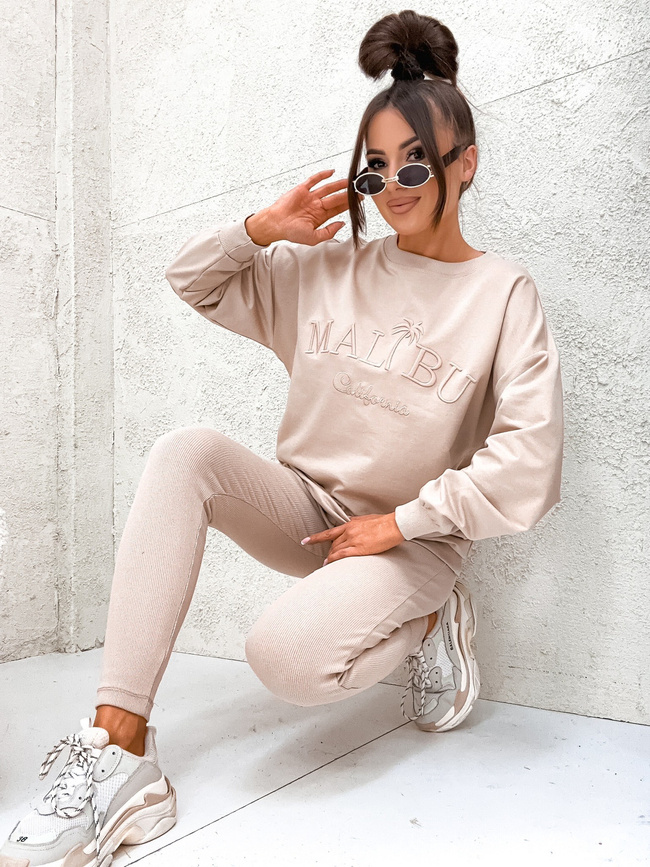 KOMPLET BAWEŁNIANY BLUZA + LEGINSY- BEŻOWY