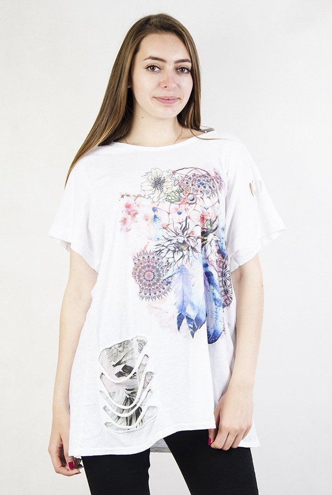 Biała bluzka z nadrukiem