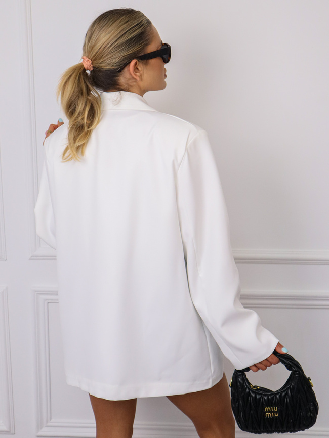 MARYNARKA OVERSIZE ZAPINANA NA GUZIKI- BIAŁA