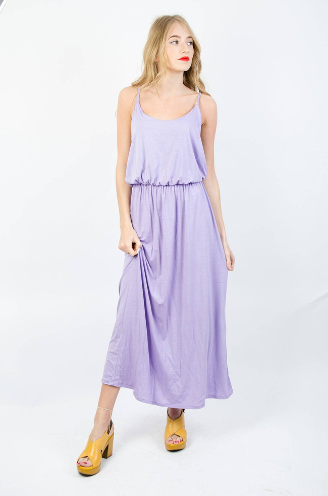 DŁUGA DZIANINOWA SUKIENKA MAXI - FIOLETOWA 