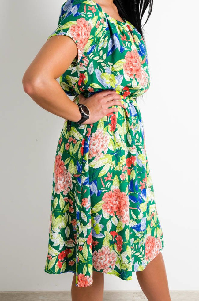 ZIELONA SUKIENKA HISZPANKA W KWIATY 