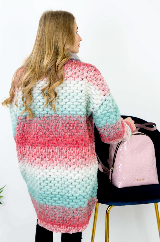 WIOSENNY PŁASZCZYK MULTIKOLOR - CZERWONO-ZIELONY