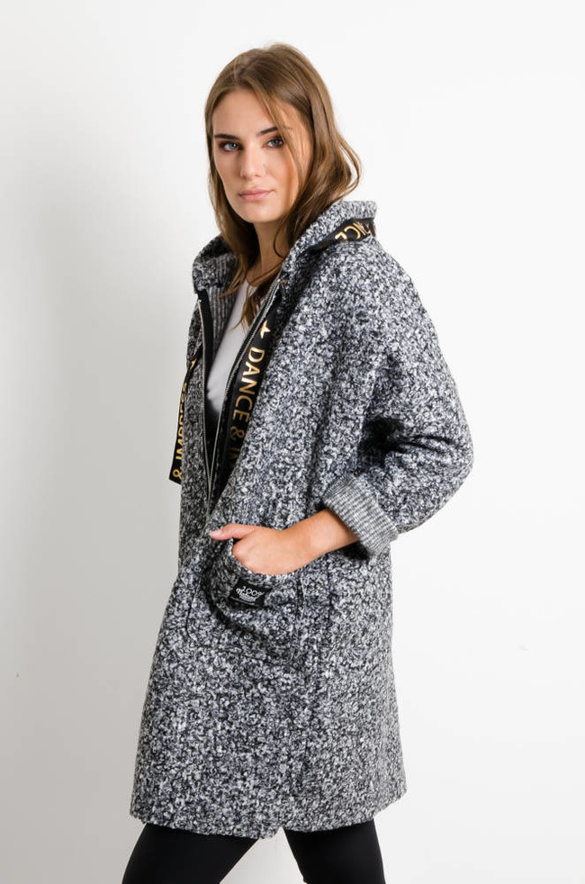 SZARY MELANŻOWY PŁASZCZ OVERSIZE