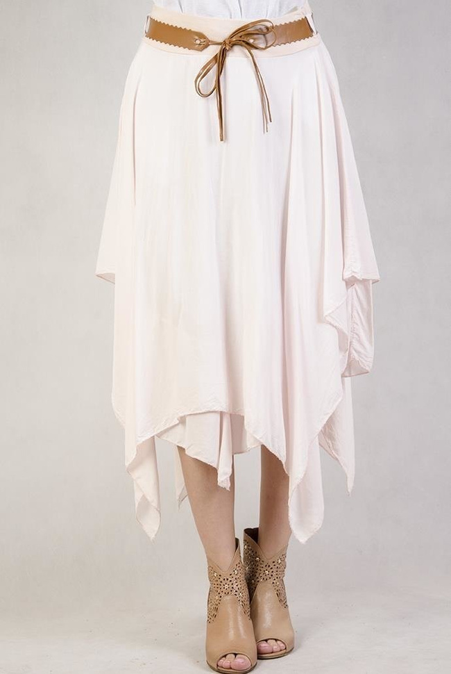 Asymetryczna spódnica z paskiem różowa