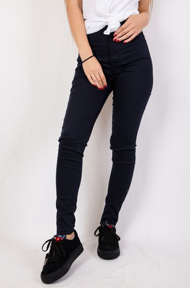 Granatowe spodnie skinny jeans z wysokim stanem