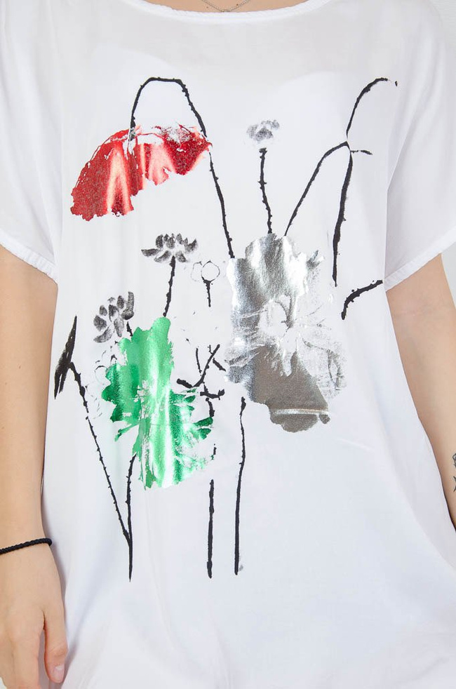 BIAŁA BLUZKA TYPU OVERSIZE Z WIĄZANIEM NA PLECACH