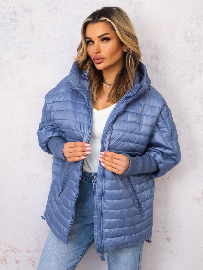 KURTKA PRZEJŚCIOWA O KROJU NIETOPERZA- NIEBIESKA