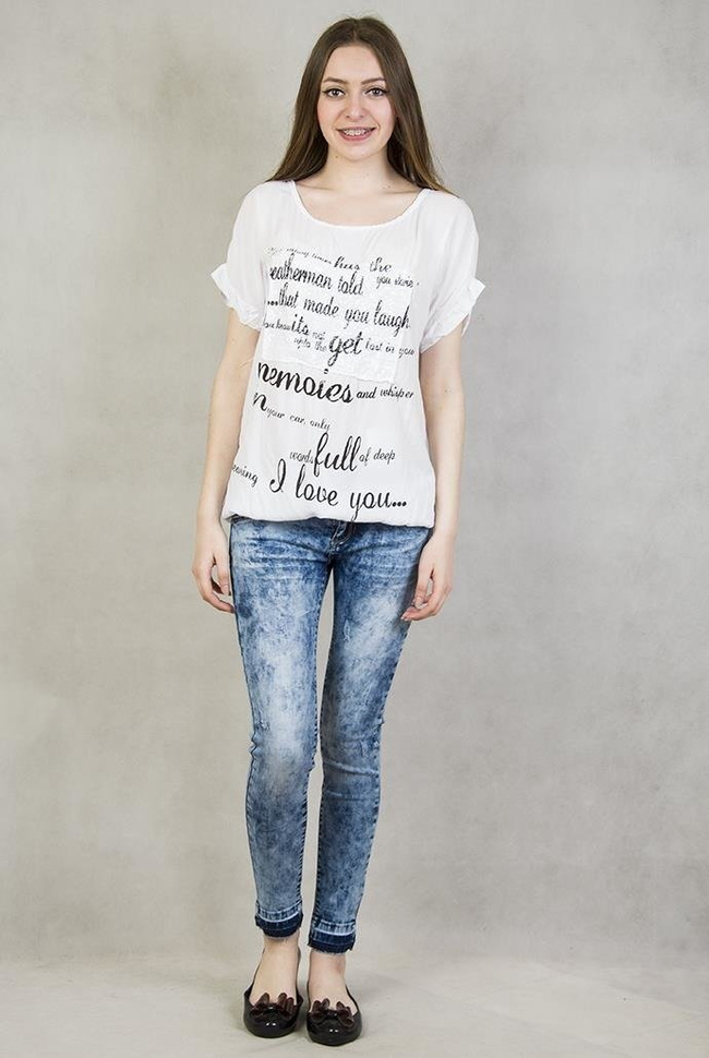 Biała bluzka z cekinami