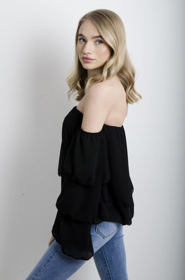 BLUZKA HISZPANKA NA DŁUGI RĘKAW - CZARNA 