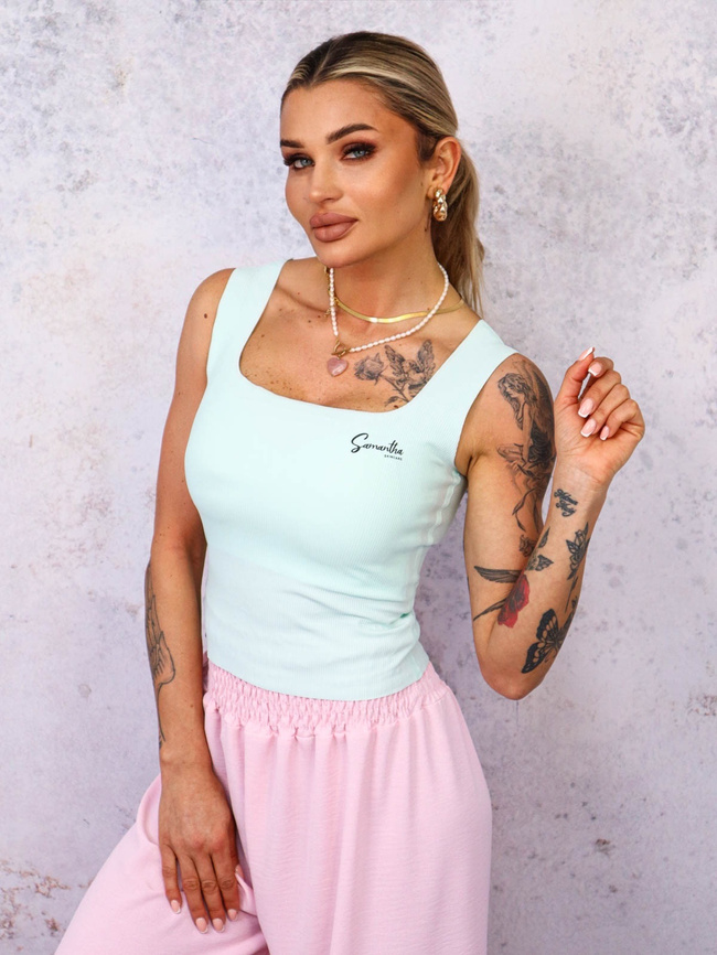 USZTYWNIANY TOP NA RAMIĄCZKACH - MIĘTOWY