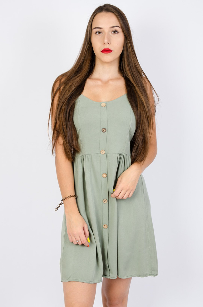 Zielona sukienka na cienkich ramiączkach