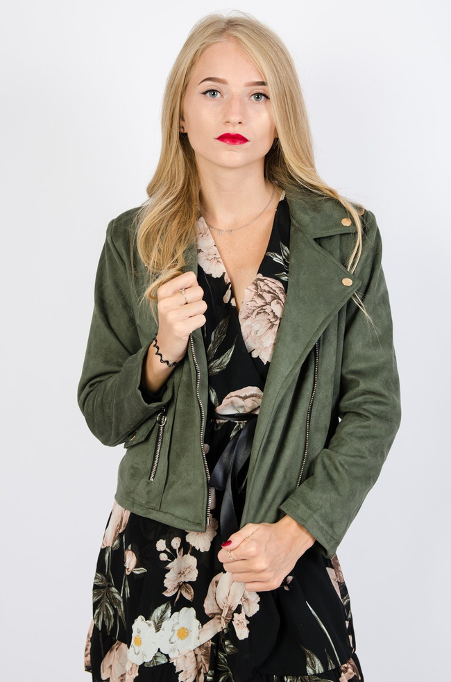 Zielona zamszowa ramoneska M-XXL