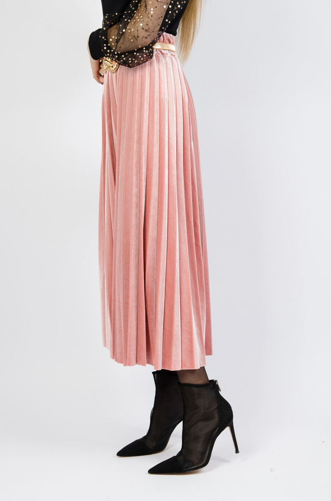 JASNO-RÓŻOWA WELUROWA SPÓDNICA