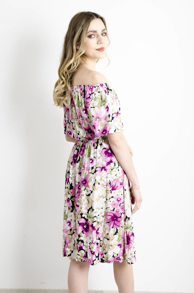 SUKIENKA HISZPANKA W KWIATOWY WZÓR- GRANATOWA