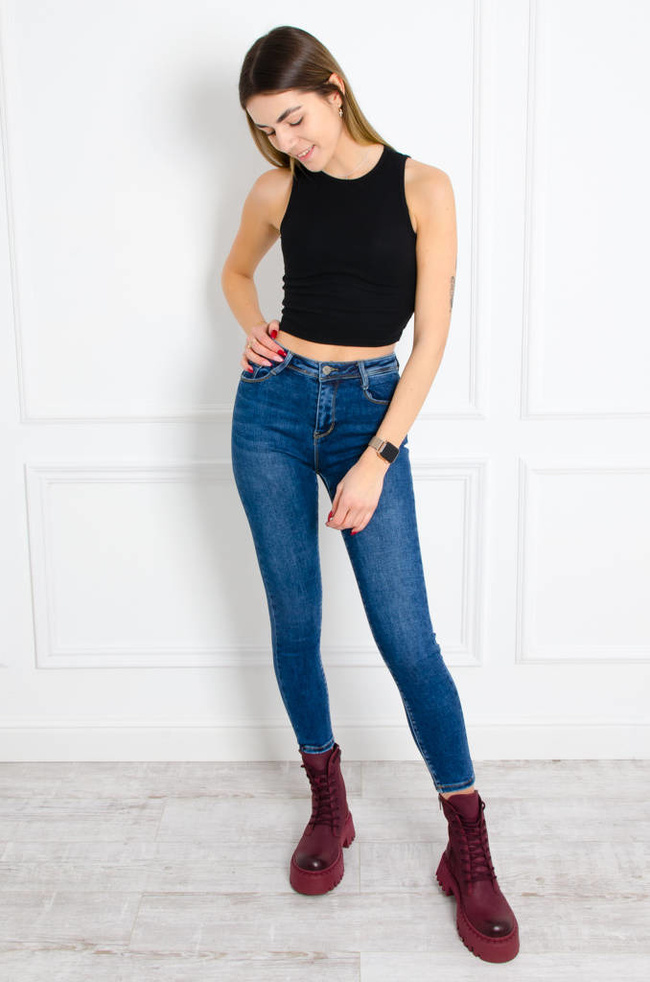 SPODNIE JEANSOWE SKINNY PUSH UP- CIEMNY JEANS