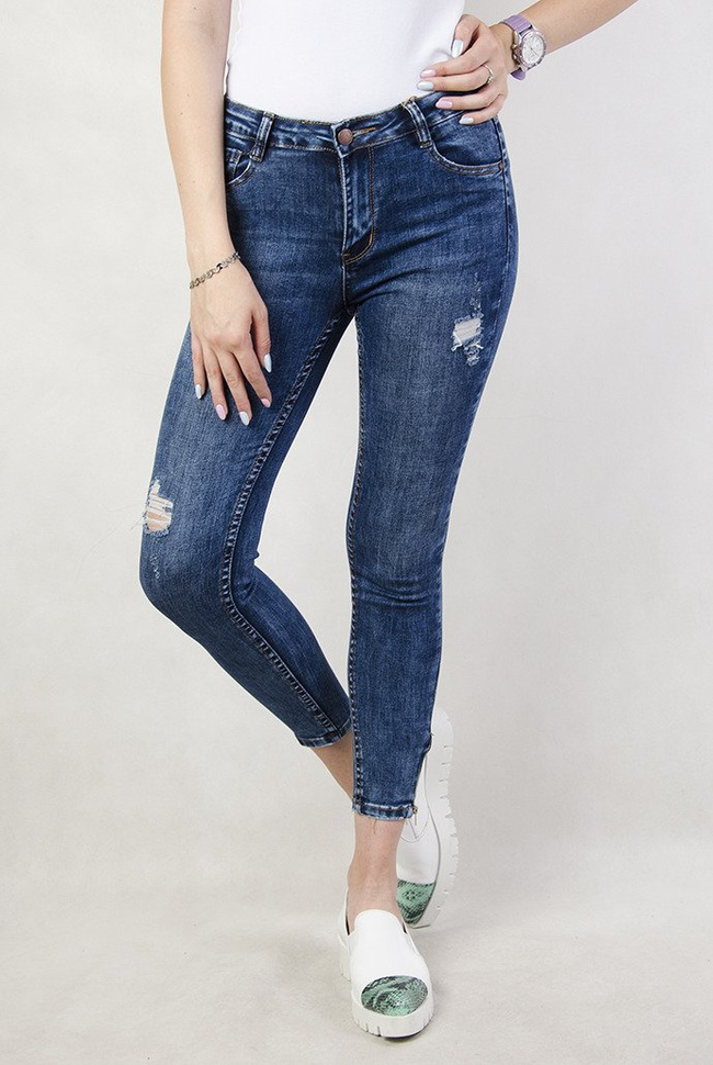 Spodnie jeansowe z zamkami przy nogawce