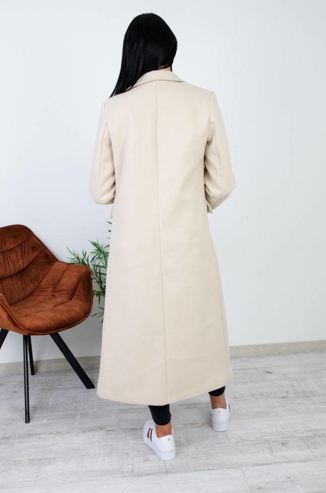 BEŻOWY DŁUGI PŁASZCZ 