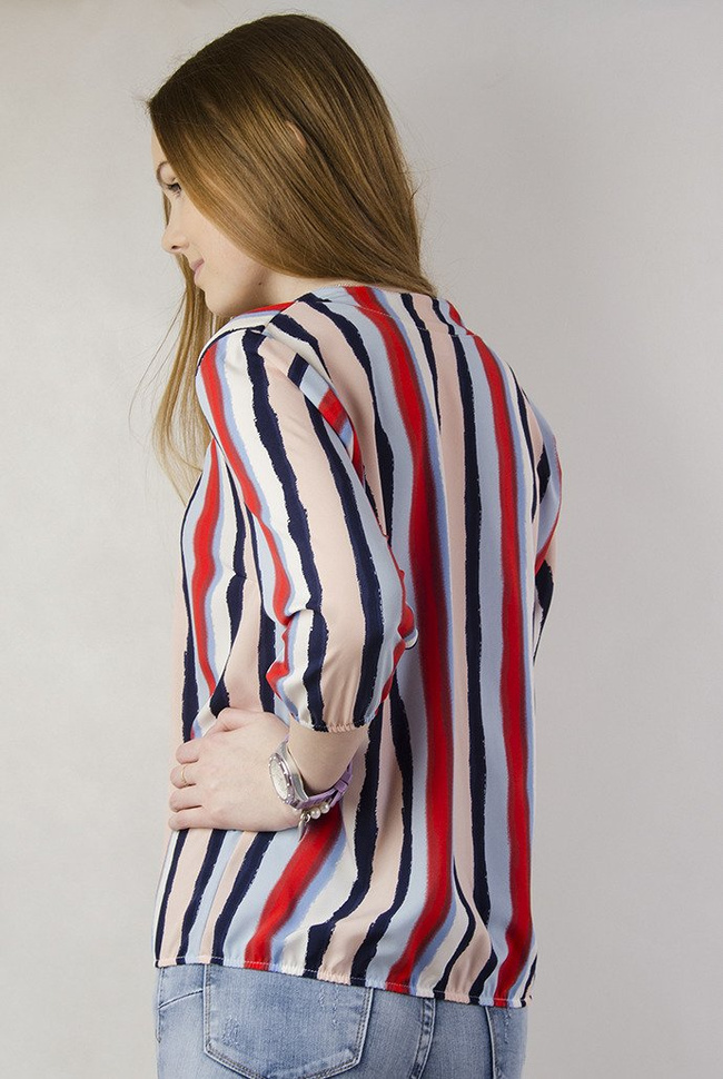 Bluzka w kolorowe paski z rękawem 3/4