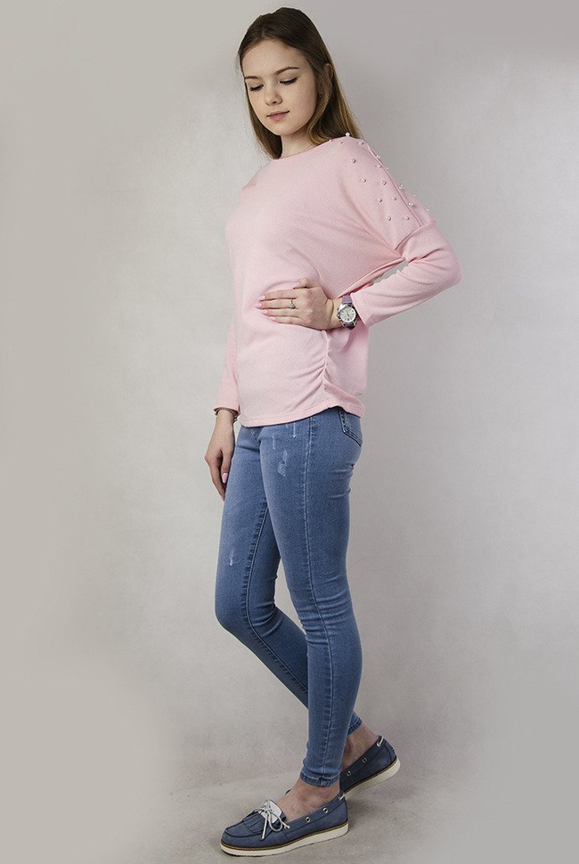 Różowa bluzka z perełkami
