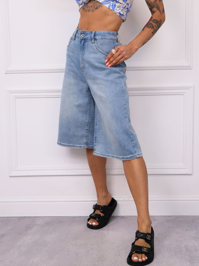 SZORTY JEANSOWE BERMUDY Z WYSOKIM STANEM