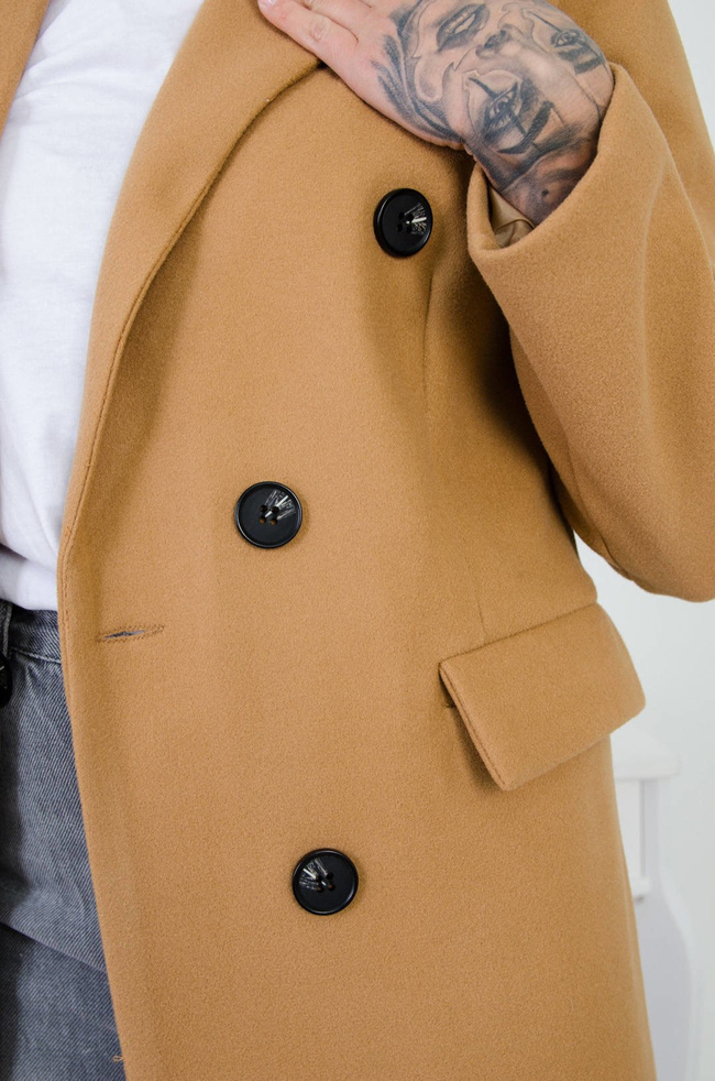 BRĄZOWY DŁUGI PŁASZCZ