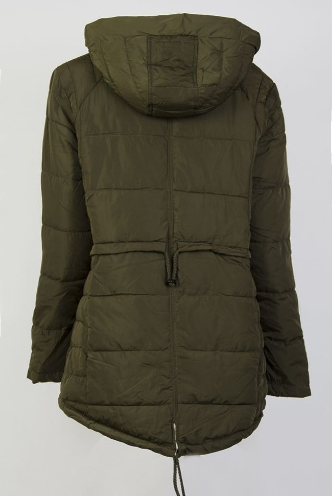 Pikowana, asymetryczna kurtka khaki (DUŻE ROZMIARY!)