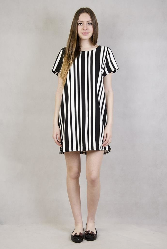 Sukienka biało-czarna w paski