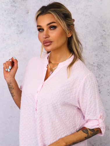 BLUZKA KOSZULOWA W KRATKĘ- RÓŻOWA