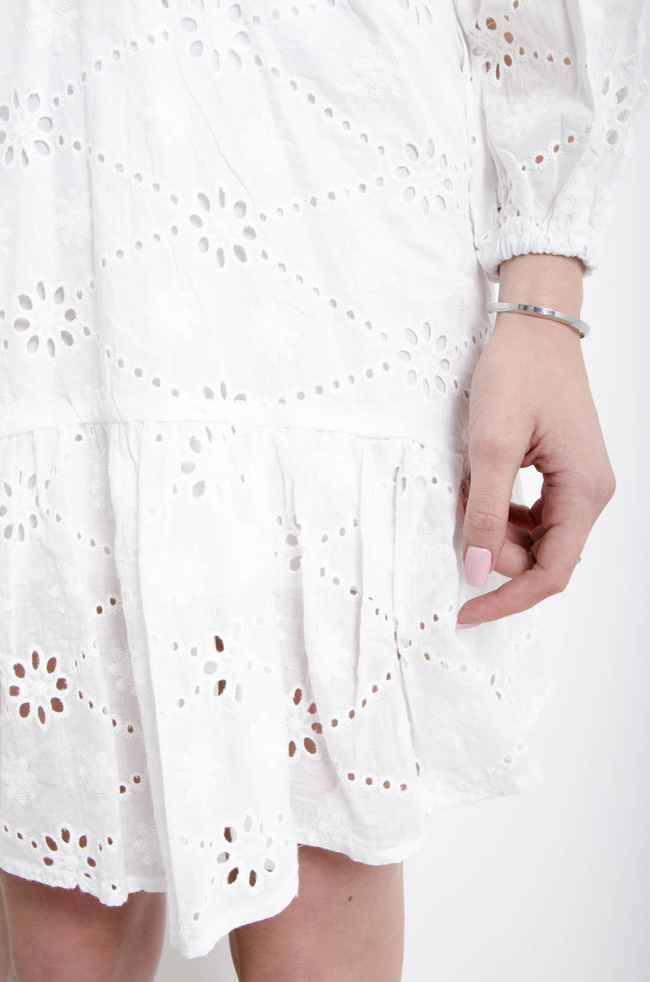 SUKIENKA AŻUROWA Z WYCIĘCIAMI - BIAŁA
