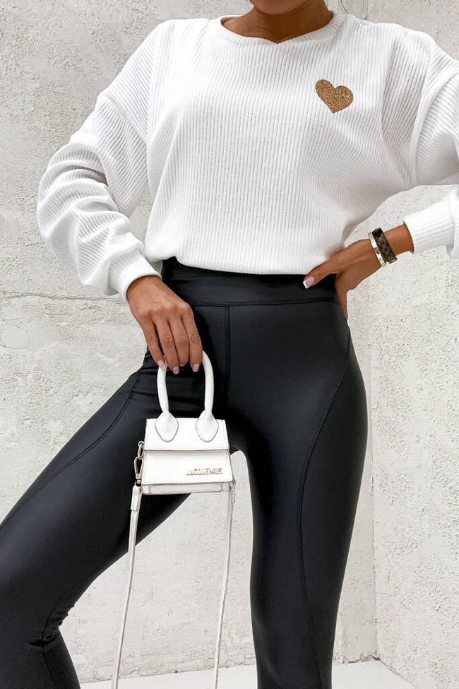 WOSKOWANE LEGGINSY Z WYSOKIM STANEM Z PRZESZYCIAMI- CZARNE