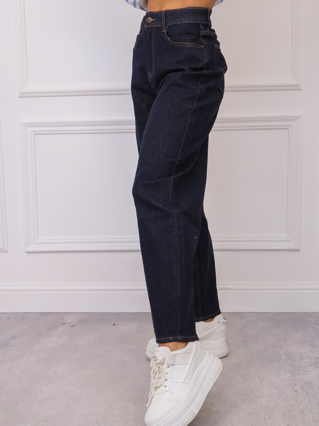 SPODNIE JEANSOWE MOM FIT- GRANATOWE
