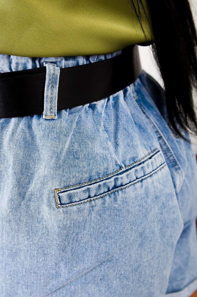 JEANSOWE SZORTY PAPERBAG-WYSOKI STAN