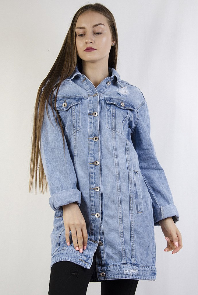Kurtka jeansowa długa jasna