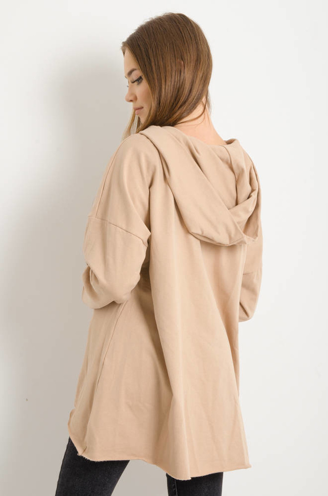 ASYMETRYCZNA BLUZKA Z OZDOBNĄ NASZYWKĄ- BRĄZOWA