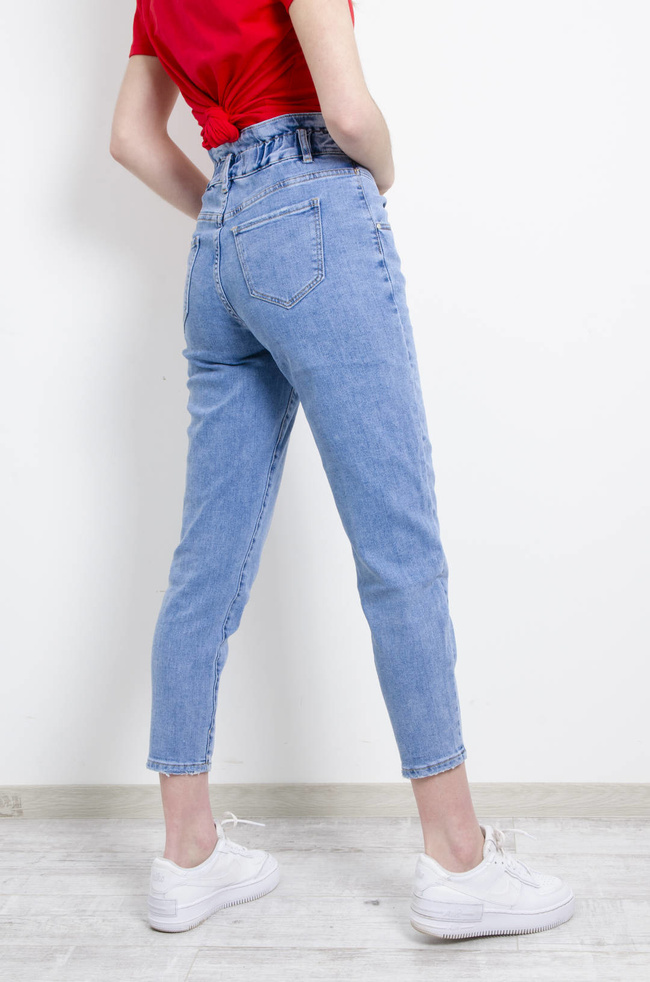 SPODNIE JEANSOWE MOM FIT Z GUZIKAMI -WYSOKI STAN 