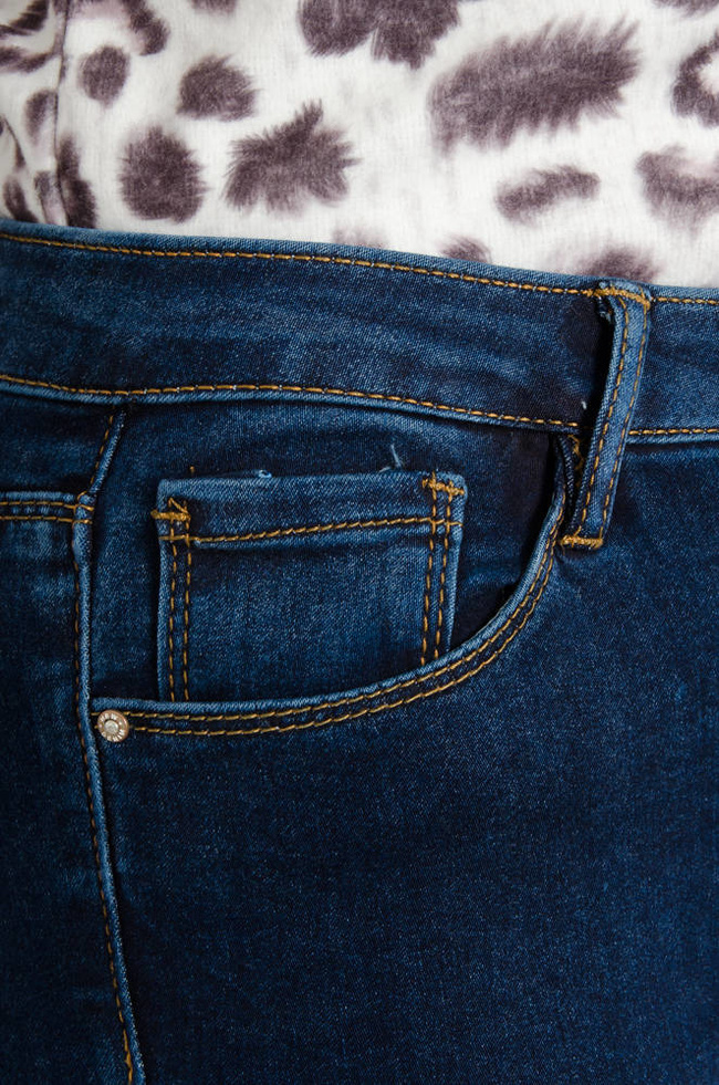 GRANATOWE SPODNIE JEGGINSY Z WYSOKIM STANEM