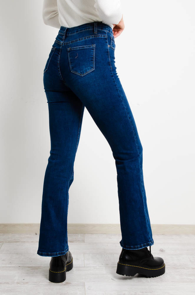 NIEBIESKIE SPODNIE JEANSOWE DZWONY- SZEROKA NOGAWKA