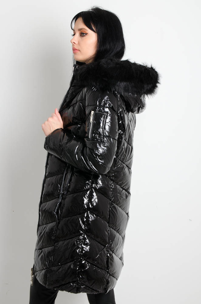DŁUGA WINYLOWA KURTKA ZIMOWA