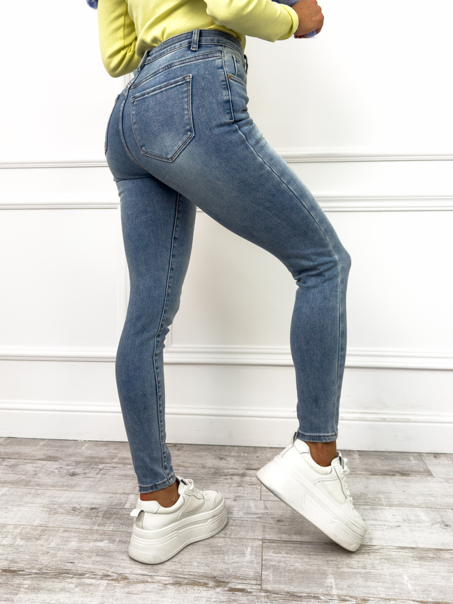 SPODNIE JEANSOWE SKINNY Z WYSOKIM STANEM- CZARNE