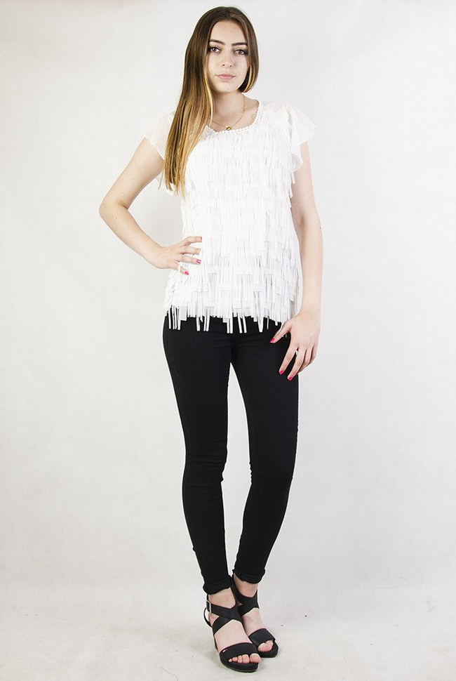 Biała bluzka z frędzelkami