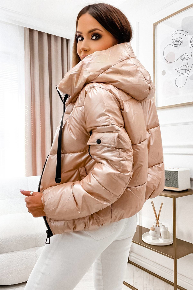 KURTKA Z KIESZENIĄ I ZAMKIEM NA RĘKAWIE- BRZOSKWINIOWA