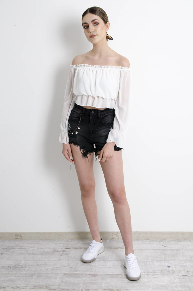 BLUZKA HISZPANKA NA DŁUGI RĘKAW - BIAŁA