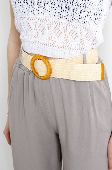 SPODNIE MATERIAŁOWE Z PLECIONYM PASKIEM- SZARE