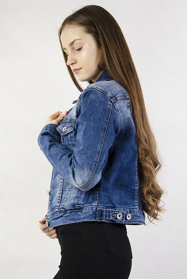 Krótka ciemna kurtka jeansowa