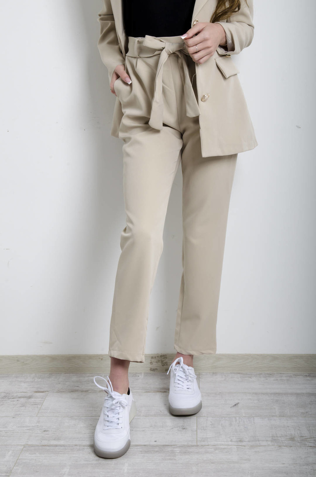 KOMPLET BEŻOWY MARYNARKA+ SPODNIE