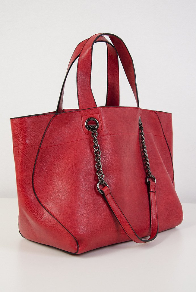 Czerwona torebka typu shopper 2w1