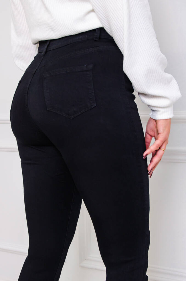 CZARNE PRZYLEGAJĄCE SPODNIE RURKI Z WYSOKIM STANEM (ROZMIAR M-4XL)