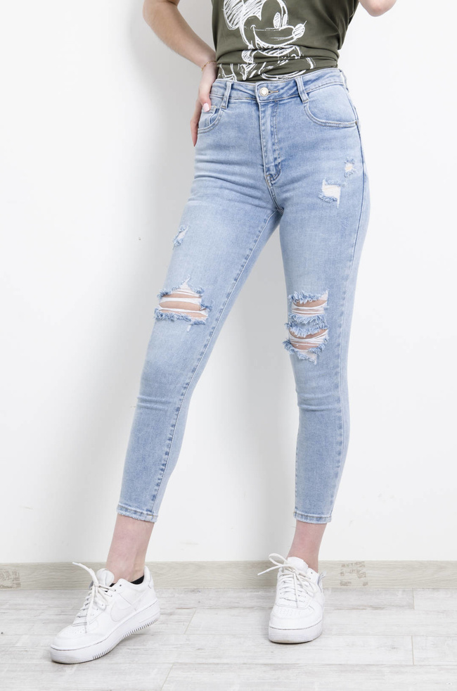 SPODNIE JEANSOWE PUSH UP Z PRZETARCIAMY